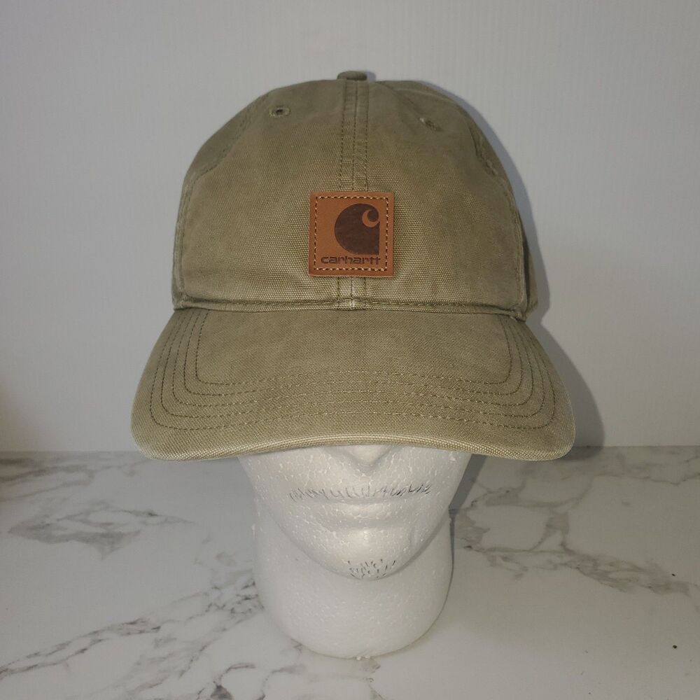 Carhartt Olive Moss Green Faded Strapback Hat Patch Cap Adjustable